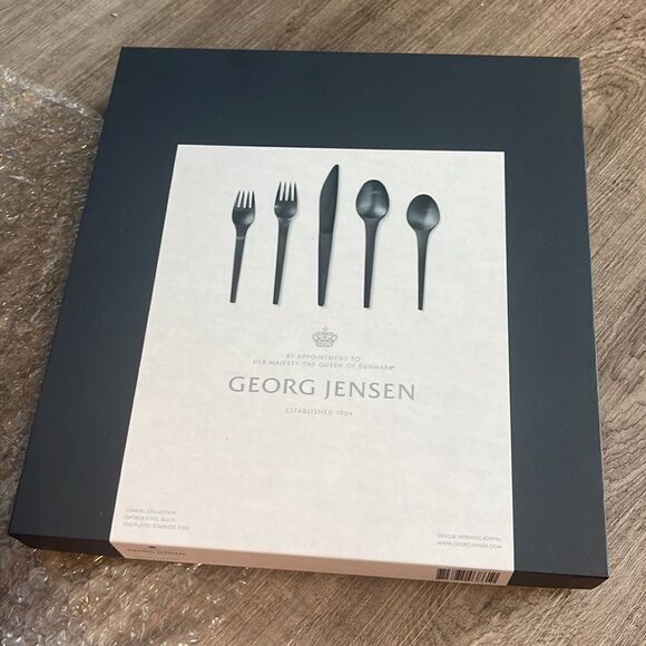 Georg Jensen Caravel 5 Piece Flatware Set, Black PVD Coated Stainless - Picture 2 of 3